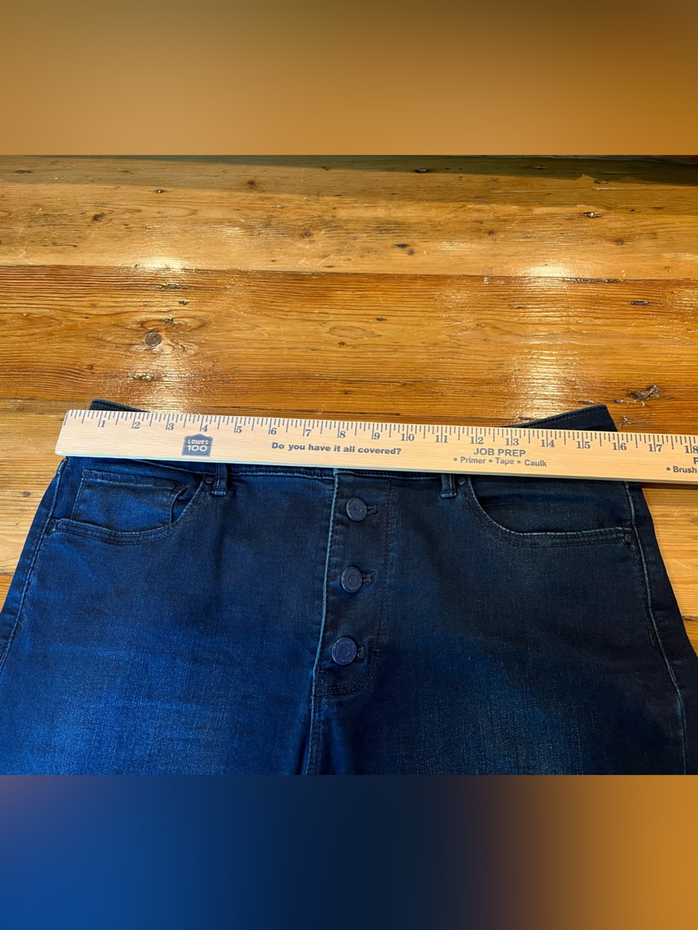 White House Black Market High-Rise Skinny Jeans with Button Fly - Dark Blue - Picture 5 of 6